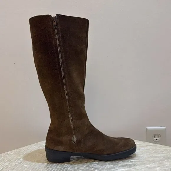 Clark’s tall suede boots Sherpa lined zipper Brown size 5.5 - Picture 5 of 11